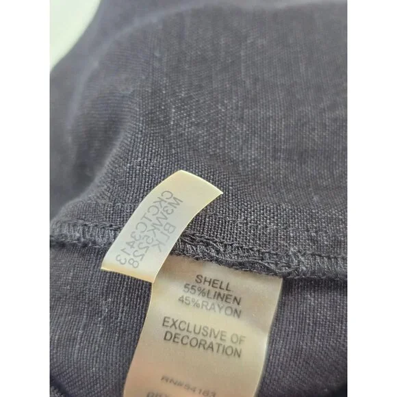 Calvin Klein Womens Black Linen Blend Drawstring Pants Size 16 Flawed - Picture 3 of 7